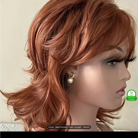 Stylish Red-Brown Layered Wig, 14 inches, - Picture 2 of 5